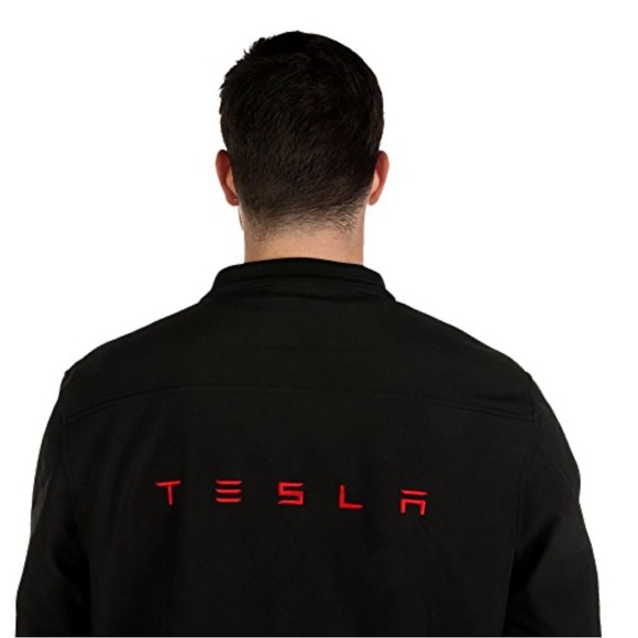 NEW Tesla Motors Black "Corp Jacket" - Performance Tech - Red Accent - Men's L - Picture 5 of 15